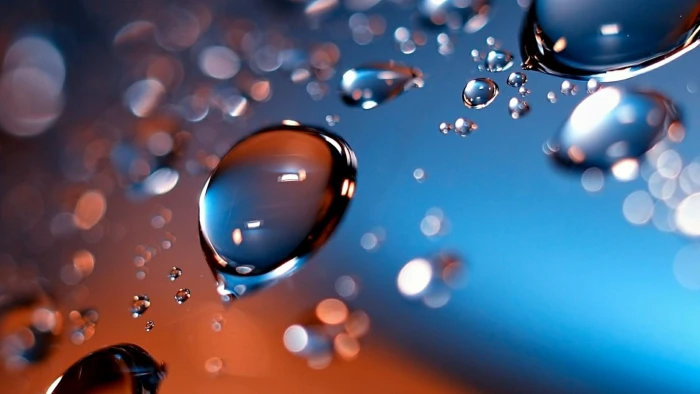 water blue drop macro photography close up liquid bubble 2k