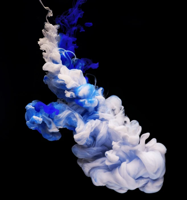 white and blue smoke wallpaper art liquid ink dye paint 2k