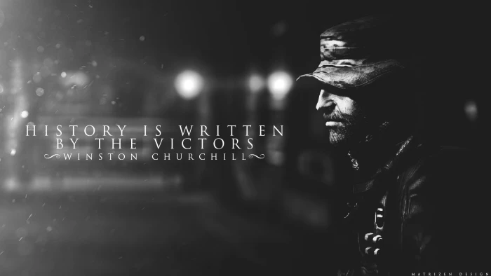 winston churchill john price call of duty 4 modern warfare quote minimalism depth field macro digital art particle lights 2k