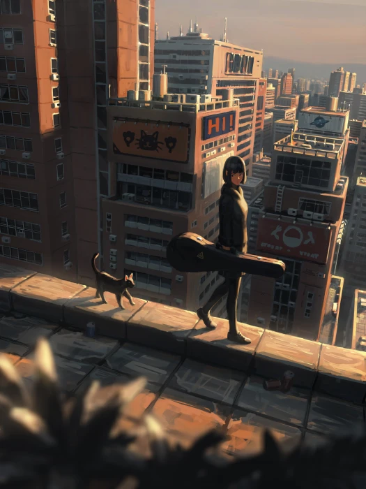 anime girls schoolgirl school uniform brunette bangs sweater 2k