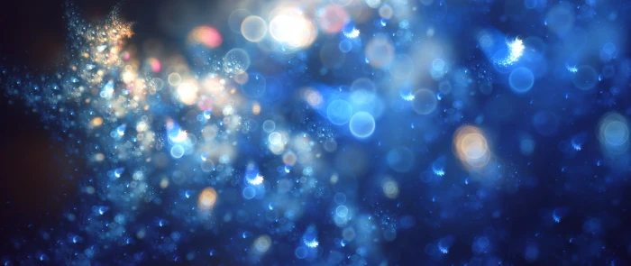 blue and multicolored bokeh lights wallpaper ultra wide 2k