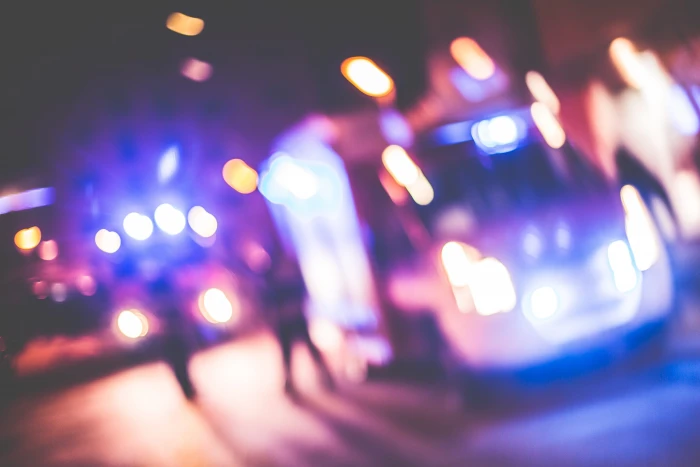 Blurred Emergency Cars At Night abstract ambulance bokeh chaotic 2k 4k