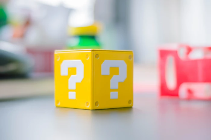 A blurred image of a yellow question mark box from Mario wallpaper 2k 4k 5k