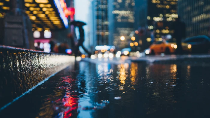car blurred water rain macro bokeh street cityscape 2k