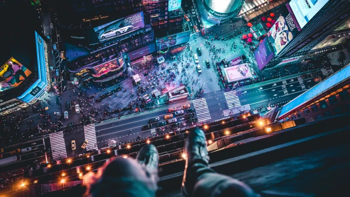 Rooftop with a View city birdseyeview night busy 2k 4k