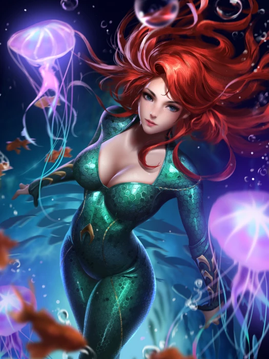 Mera Aquaman Comic Girls superheroines DC Comics women 2k