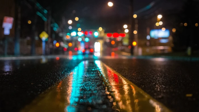 photography reflection street lights bokeh traffic 2k