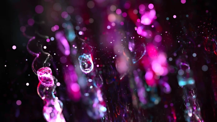 purple water droplet and transparent drops illusion 2k
