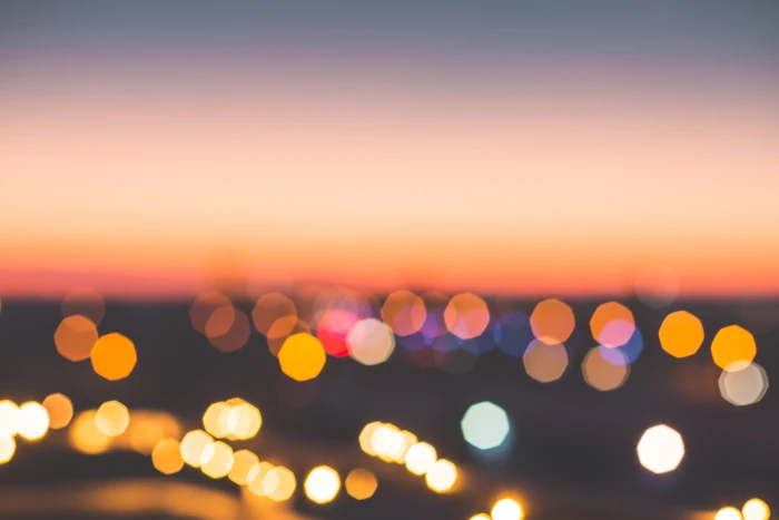 Romantic Bokeh Colors Over The City abstract city lights cityscapes 2k 4k