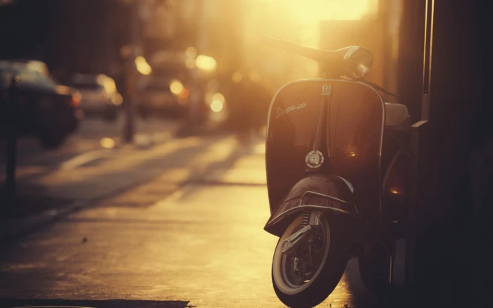 scooters bokeh Vespa transportation mode of 2k