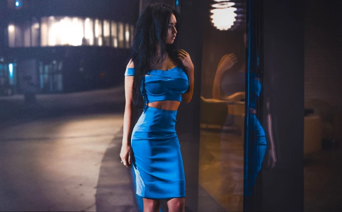 women s blue midi dress Girl Light Hot Nature Beautiful 2k