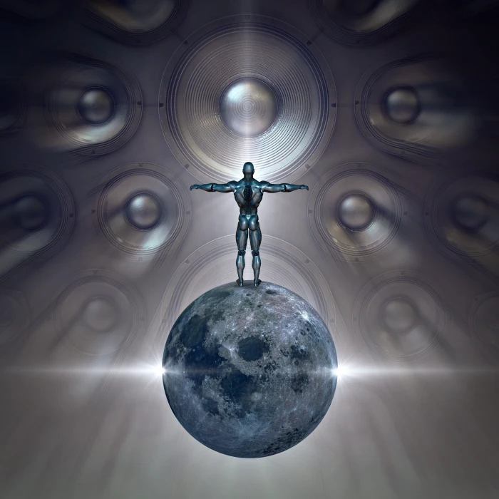 cd cover fantasy science fiction man robot moon speakers 2k 4k 5k