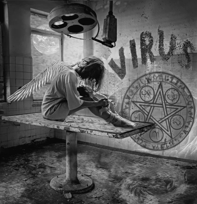 angel on table artwork favor wing fallen mystical feather 2k 4k 5k