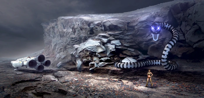 game application fantasy landscape mystical rock spaceship 2k 4k 5k