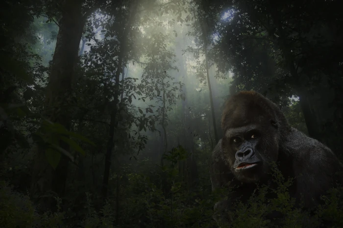 gorilla under green trees silver back animal mammal wildlife 2k 4k