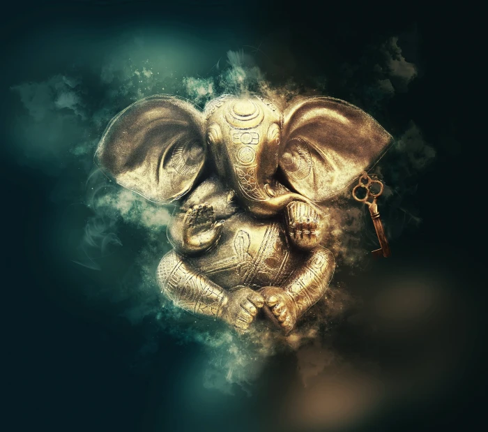 illustration of gold Lord Ganesha figurine god pay religion 2 2k