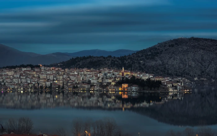 kastoria greece town nature cold landscape white wintry 2k 4k 5k