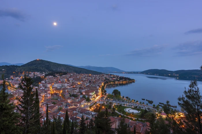 moon lights city space sky night mountains mystical 2k 4k 5k