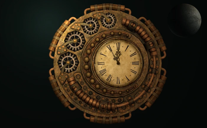 roman numerical clock at 11 55 time moondial machine 2k 4k 5k