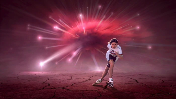 woman in white shirt and pair of inline skates fantasy 2k 4k 5k