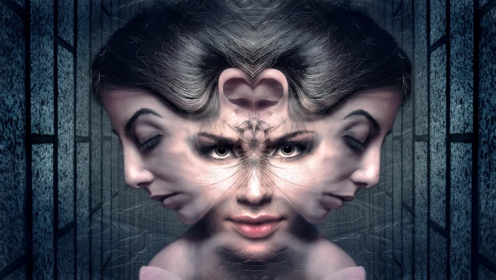woman s mirrored image portrait photo perspective face 2k 4k 5k