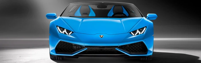 blue Lamborghini car Huracan LP 4 Spyder Convertible widescreen dualmonitor dualscreen 2k 4k