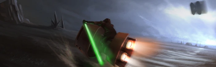 character riding motorcycle digital poster Star Wars Jedi TIE Fighter widescreen dualmonitor dualscreen 2k 4k