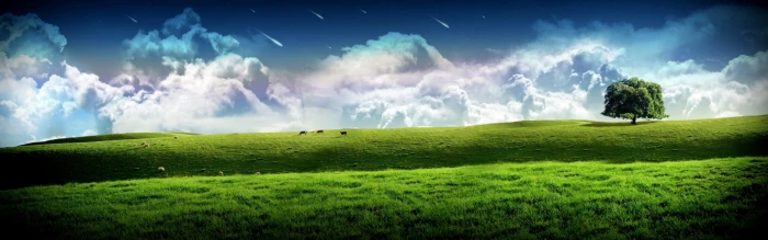 dual screen images grass sky cloud environment panoramic widescreen dualmonitor dualscreen 2k