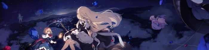 kirisame marisa alice margatroid patchouli knowledge sky widescreen dualmonitor dualscreen 2k 4k