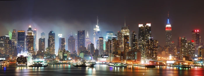 New York City Skyline at night wallpaper architecture buildings widescreen dualmonitor dualscreen 2k
