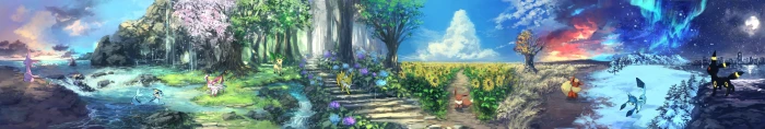 seasons snow stairs aurorae clouds sunflowers forest widescreen dualmonitor dualscreen 2k 4k 5k