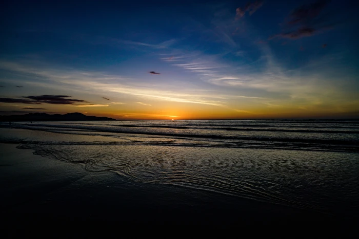 sea under clear blue sky sunset nature outdoors dusk red 2k 4k 5k 8k