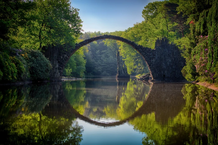 gray concrete bridge nature landscape reflection symmetry 2k 4k 5k