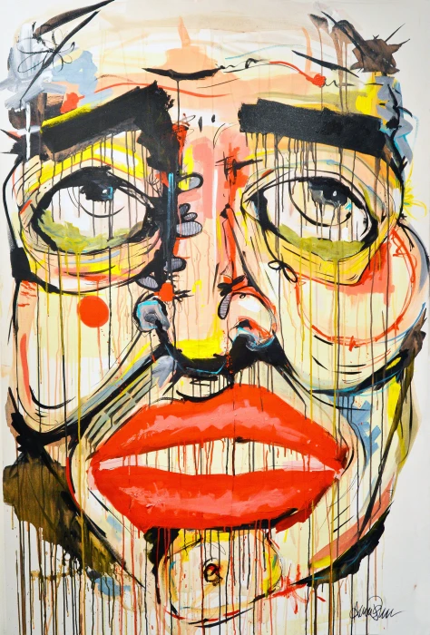 human face abstract painting artwork canvas portrait display 2k 4k