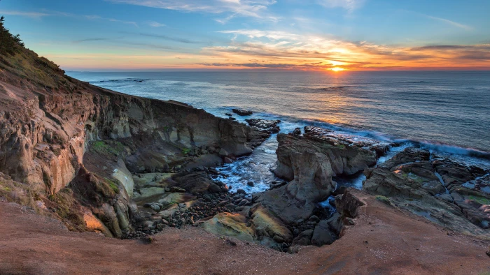 top nature scenery pics sunset rock sea scenics 2k 4k 5k