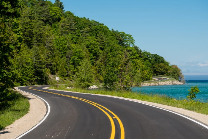 winding road scenery asphalt curve rural country scenic 2k 4k 5k