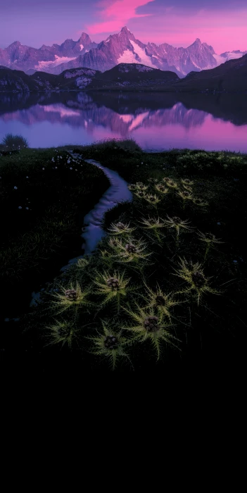 Peaceful morning in the Alps Switzerland amoled