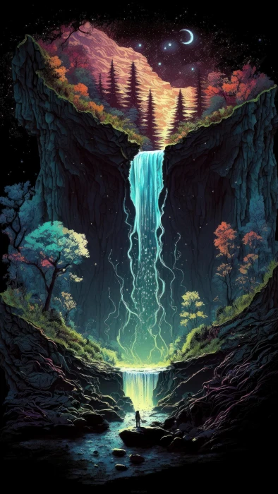 Space Waterfall mobile wallpaper hd 2k