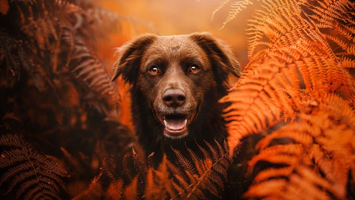 Labrador in autumn foliage 2k 4k