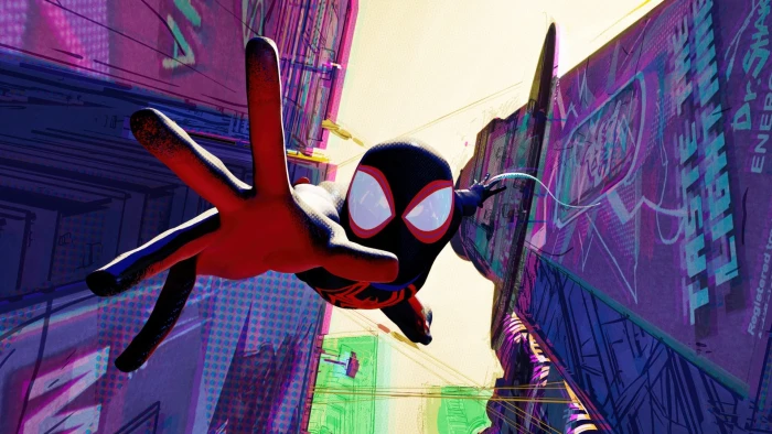 Miles Morales Swinging Spider Man Across the Verse 2k
