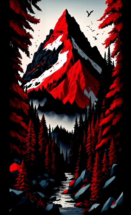 Forest Mountain View Amoled wallpaper mobile background 4k 2k