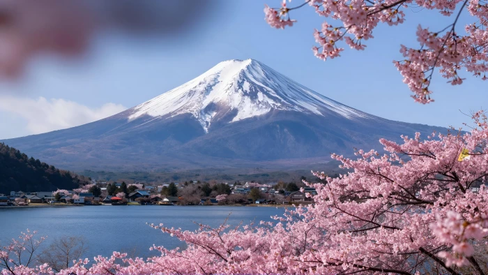 Mount Fuji with Cherry Blossoms 2k 4k