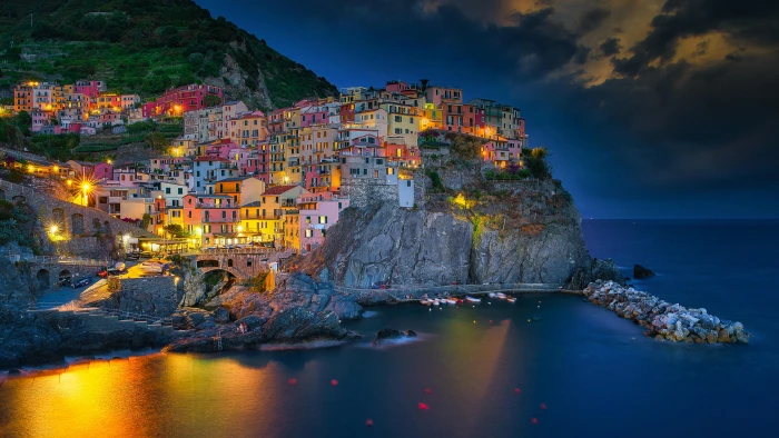beautiful scene From Manarola Blue 2k 4k