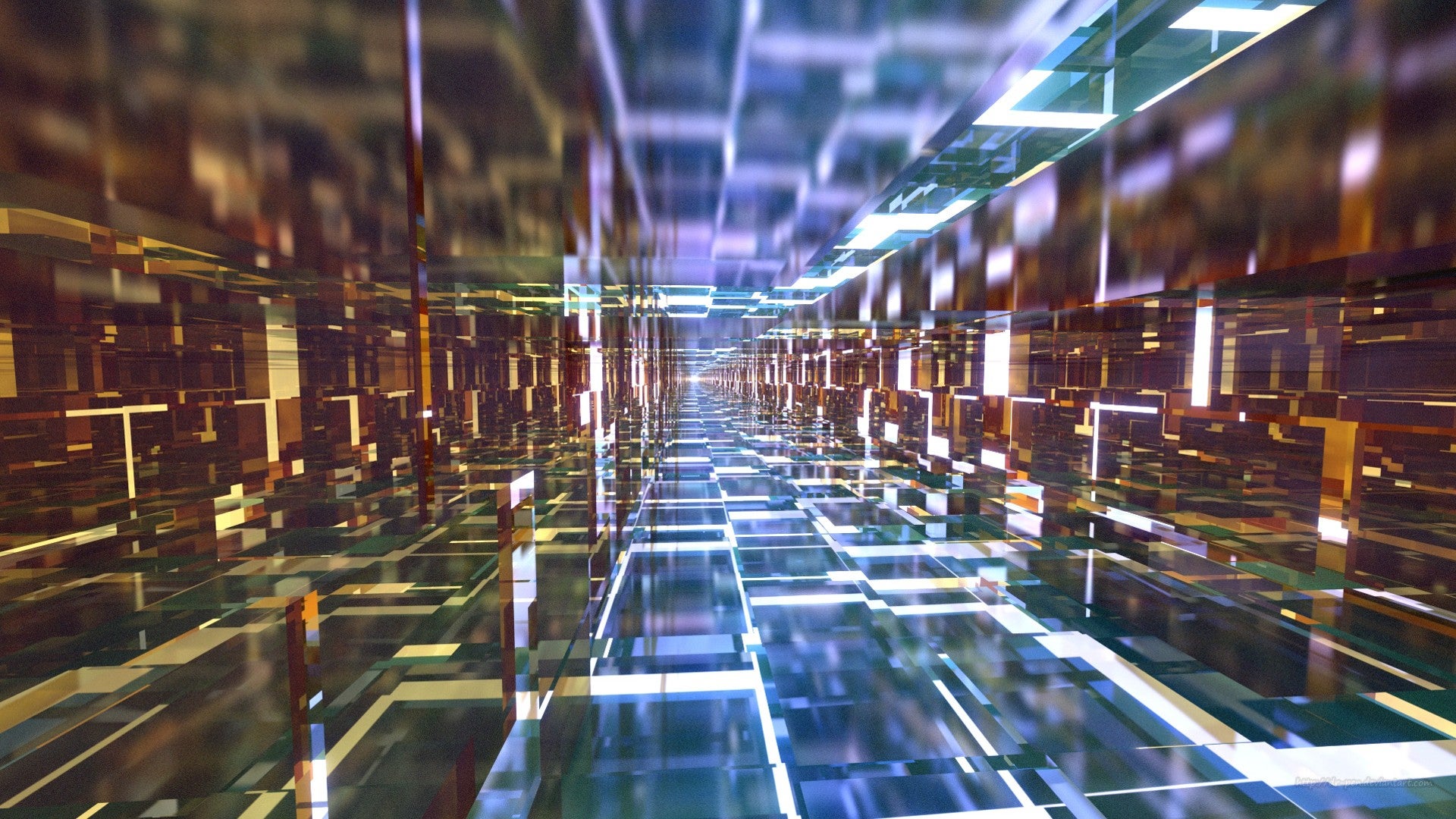 Bright Blue and Dark Gold Tunnel