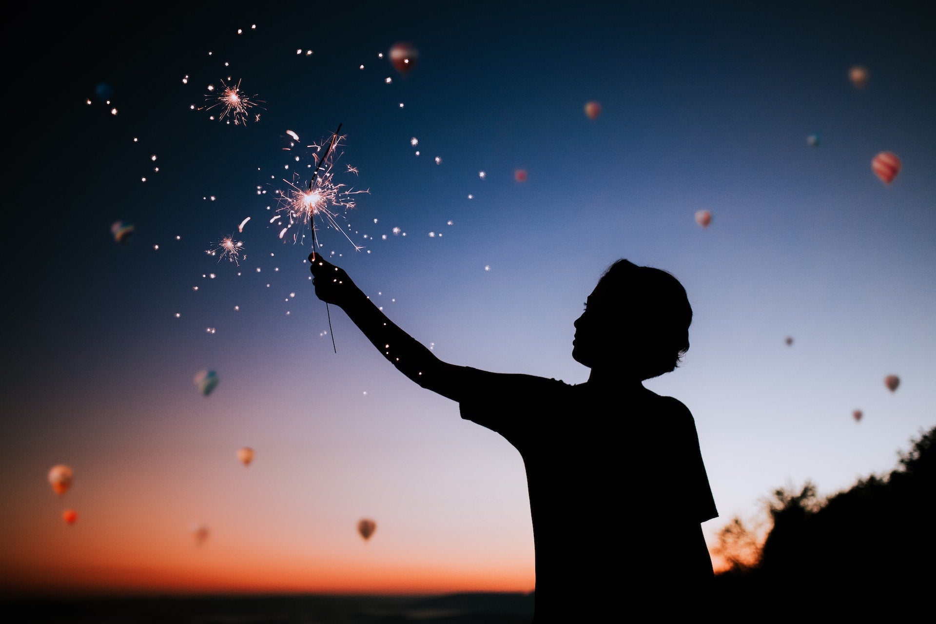 Person Holding Sparkler Silhouette 41