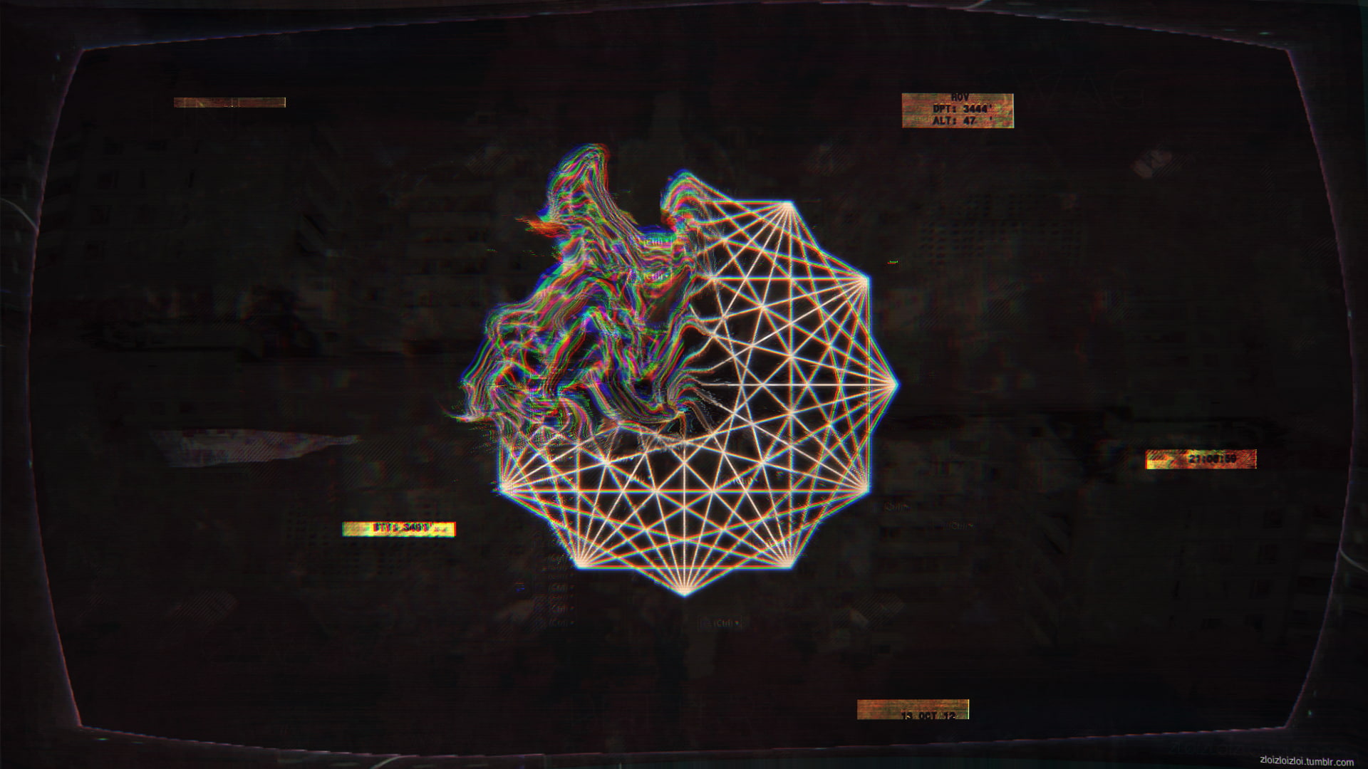 abstract Cyber Dark glitch Art