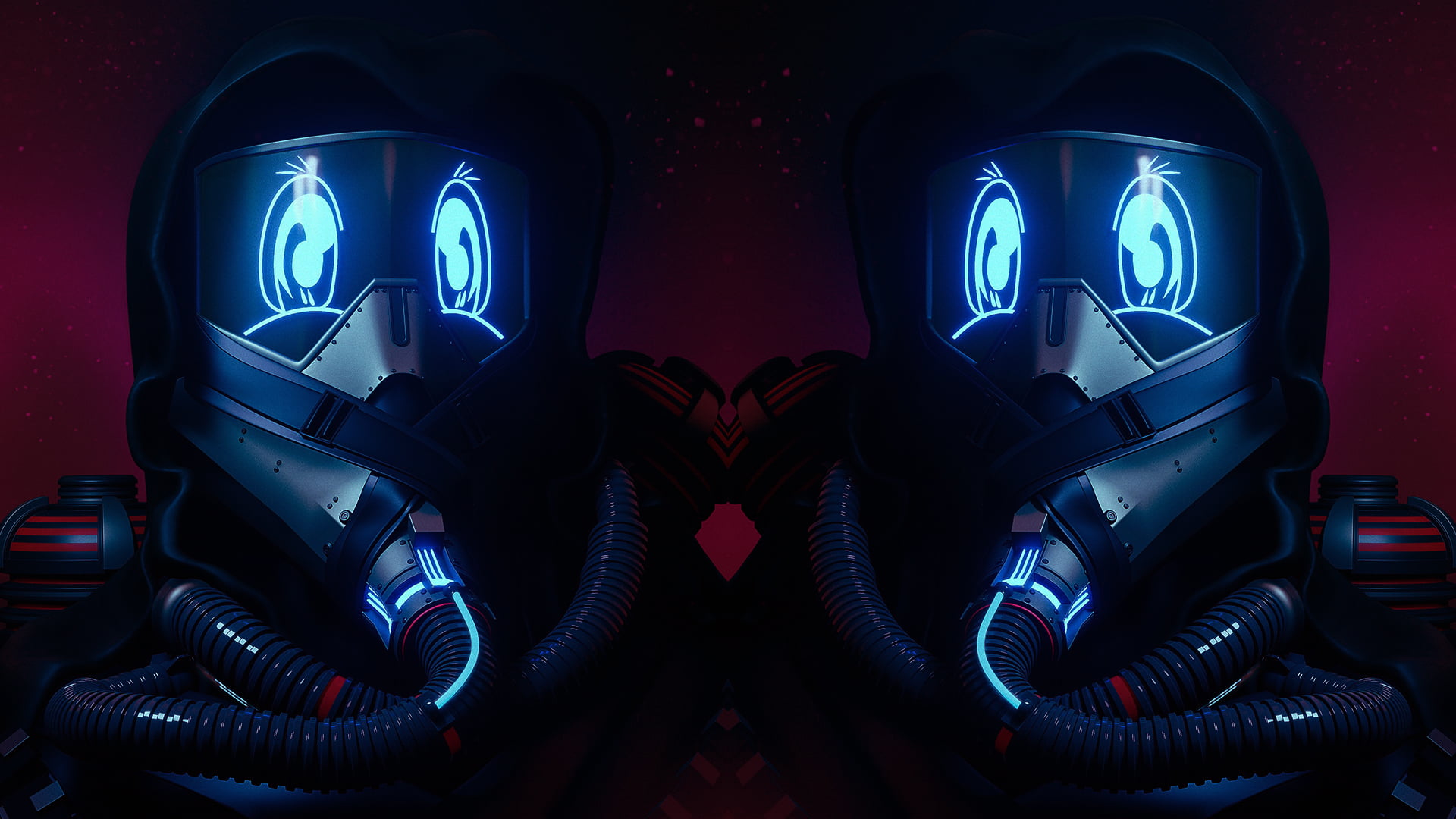 AronyMusic blue pink red digital art cyber punk cyberpunk