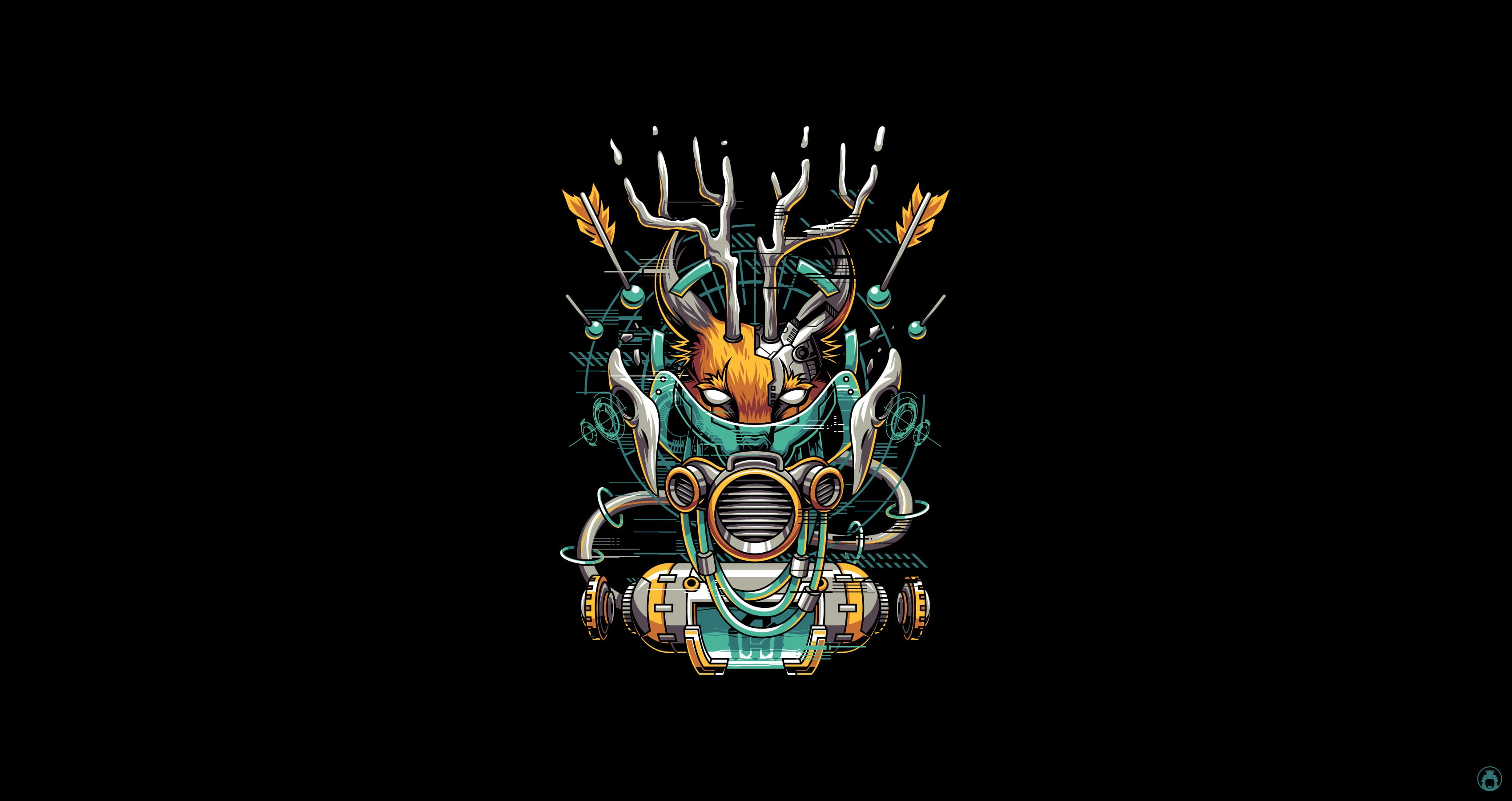 Art Robot Machine Vector Background Illustration Minimalism 2k