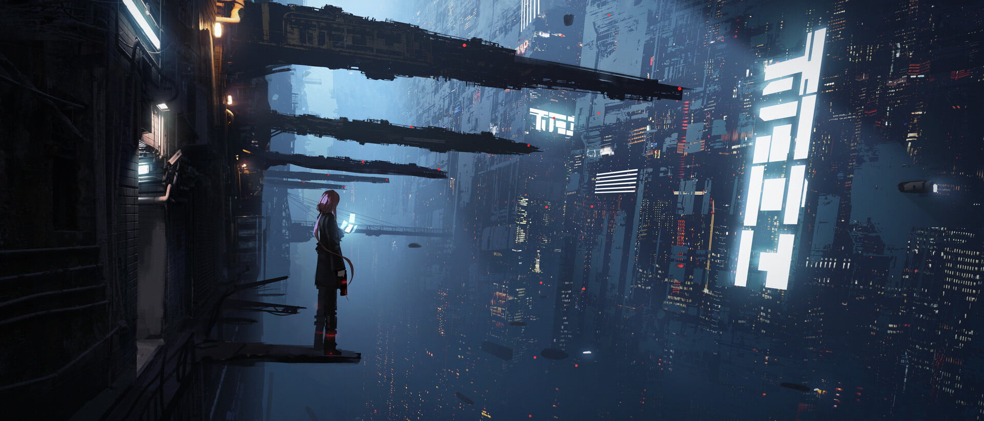 artwork digital art cyber city cyberpunk