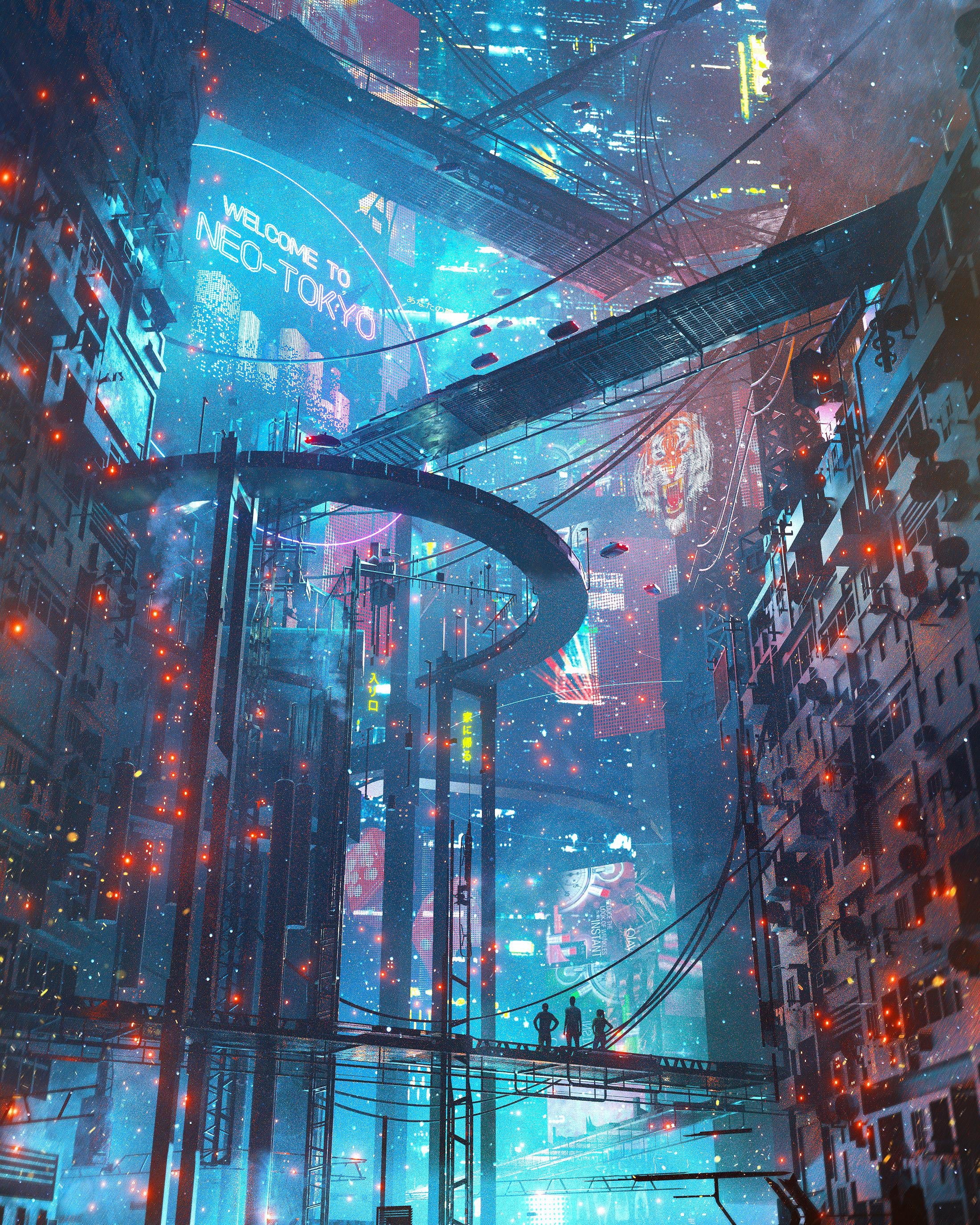 artwork digital art cyber city cyberpunk 2k